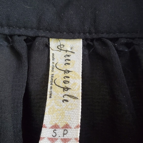 Free People Black beaded long sleeve Sheer Blouse, Small Size - Picture 10 of 12